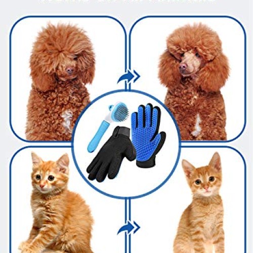 Pet Grooming Glove for Cat Dog, nomoypet Gentle Deshedding Brush ...
