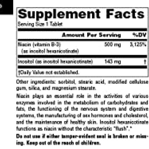 Source Naturals No-Flush Niacin, B-3 500 mg - 60 Tablets