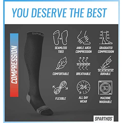 Sparthos Compression Socks, 20 to 30mmHg - Knee High Sock for Cir...