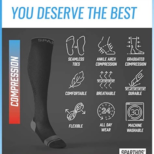 Sparthos Compression Socks, 20 to 30mmHg - Knee High Sock for Cir...
