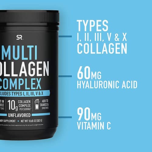 Multi Collagen Protein Powder Type I, II, III, V, X with Hyalur...