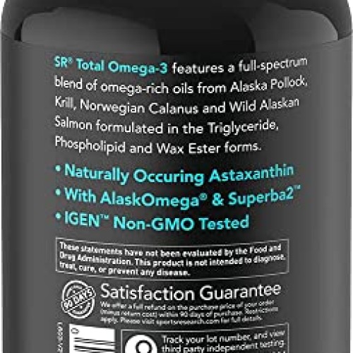Sports Research Total Omega-3 Fish Oil from Wild Sockeye Salmon, ...