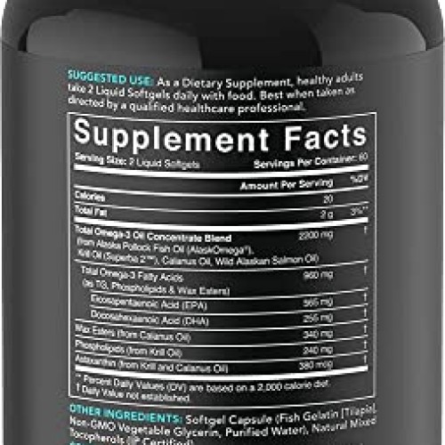 Sports Research Total Omega-3 Fish Oil from Wild Sockeye Salmon, ...