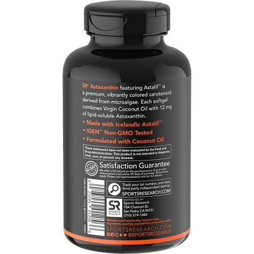 Triple Strength Astaxanthin 12mg with Organic Coconut Oil | Non...