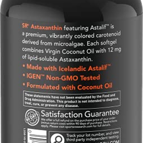 Triple Strength Astaxanthin 12mg with Organic Coconut Oil | Non...