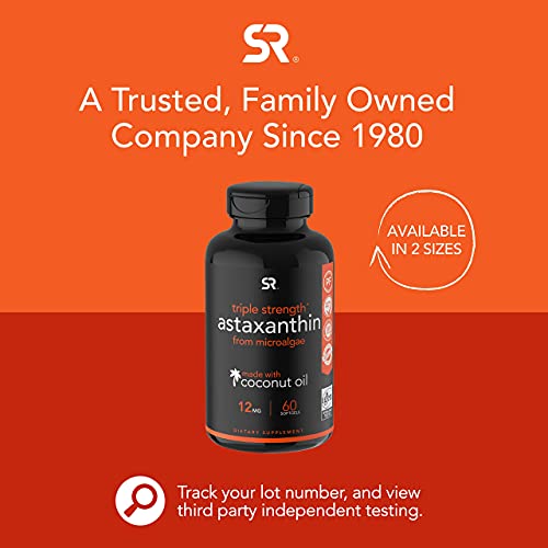 Triple Strength Astaxanthin 12mg with Organic Coconut Oil | Non...