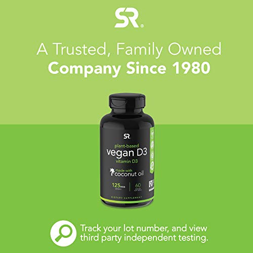 Vegan Vitamin D3 5000iu 125mcg with Coconut Oil | 100% Plant-Ba...