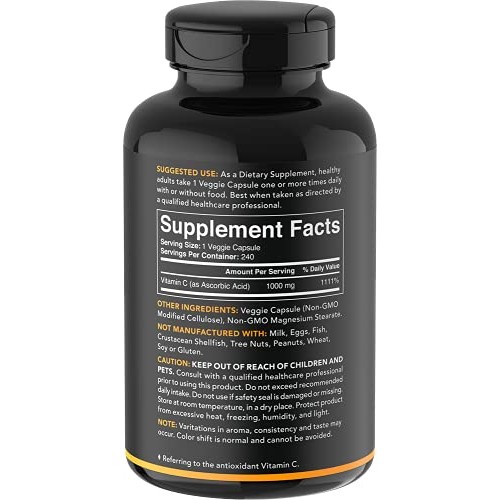 Vitamin C 1000mg 240 Veggie-Capsules | Non-GMO Project Verified...