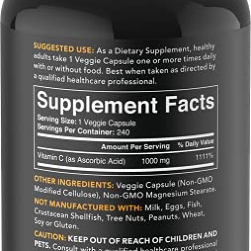 Vitamin C 1000mg 240 Veggie-Capsules | Non-GMO Project Verified...
