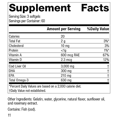 Standard Process Cod Liver Oil - EPA and DHA - Whole Food Eye Sup...