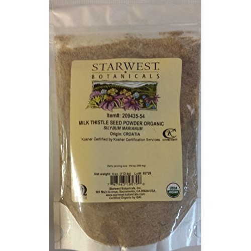 Milk Thistle Seed Pwd Org - 4 Oz,Starwest Botanicals