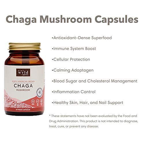 Stay Wyld Organics Chaga Mushroom Vegan Capsule Supplement - Immu...
