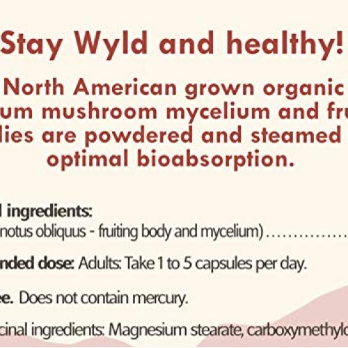 Stay Wyld Organics Chaga Mushroom Vegan Capsule Supplement - Immu...
