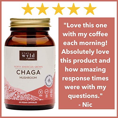 Stay Wyld Organics Chaga Mushroom Vegan Capsule Supplement - Immu...