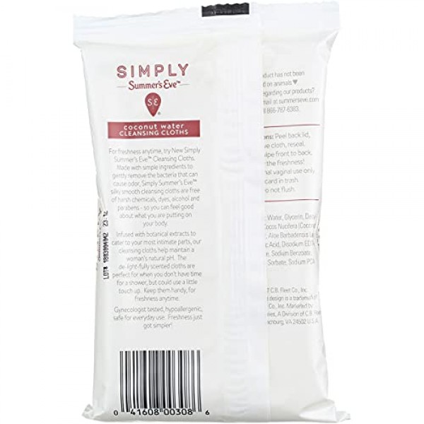 Simply Summers Eve Cleansing Cloths Coconut Water - 24 ct, Pack ...