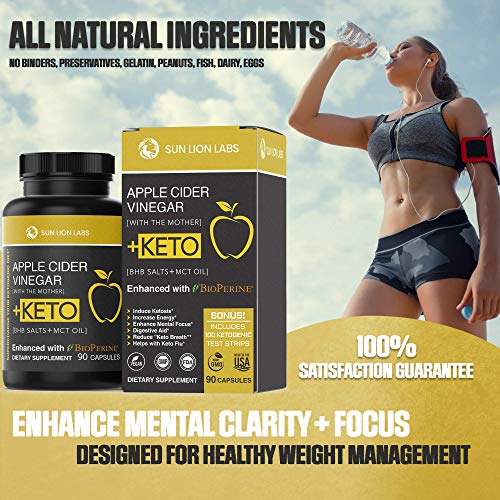 Apple Cider Vinegar Capsules with Mother + Keto Diet Pills, BHB S...