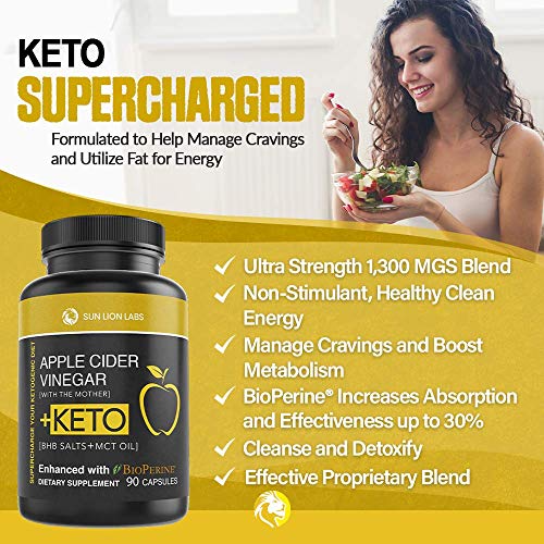 Apple Cider Vinegar Capsules with Mother + Keto Diet Pills, BHB S...