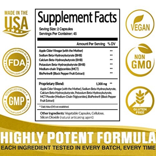 Apple Cider Vinegar Capsules with Mother + Keto Diet Pills, BHB S...