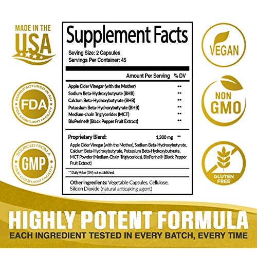 Apple Cider Vinegar Capsules with Mother + Keto Diet Pills, BHB S...