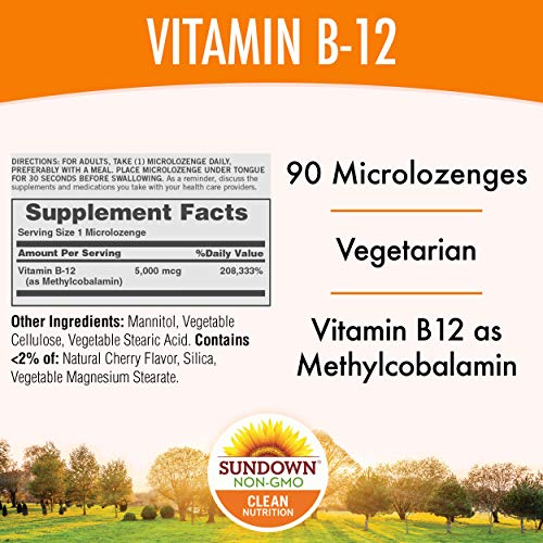 Methylcobalamin B12 by Sundown, For Energy Support, Vegetarian, N...