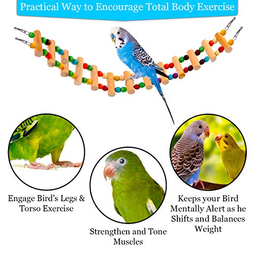 SunGrow Bird Ladder Bridge, 20 Inches Long, Helps Birds with Bala...