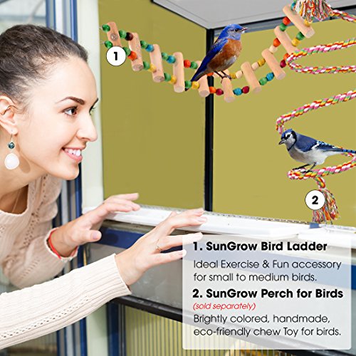 SunGrow Bird Ladder Bridge, 20 Inches Long, Helps Birds with Bala...