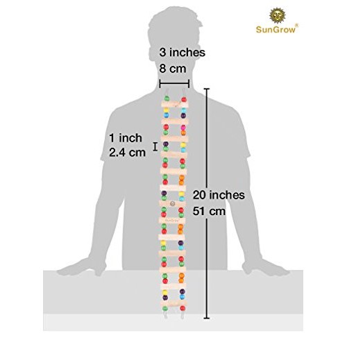 SunGrow Bird Ladder Bridge, 20 Inches Long, Helps Birds with Bala...