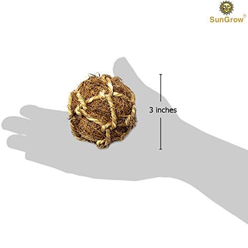 SunGrow Coconut Fiber Rabbit Balls, 3”, Twine Rope Balls, 3 pcs p...