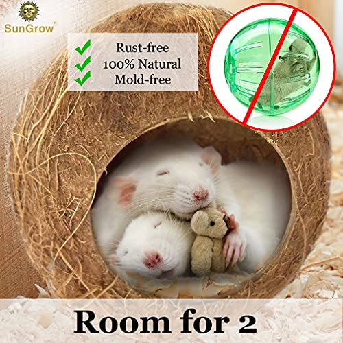 SunGrow Coconut Shell House for Hamsters, 14-16 Inches Circumfere...