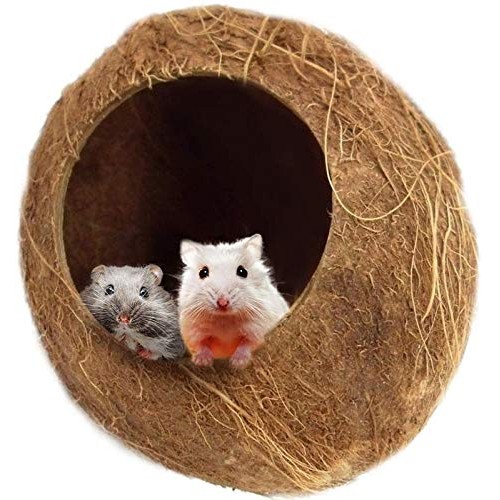 SunGrow Coconut Shell House for Hamsters, 14-16 Inches Circumfere...