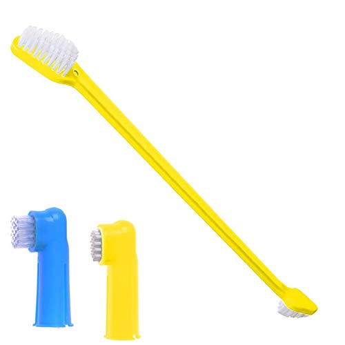 SunGrow Dog Toothbrush Set, Dual-Headed Brush and 2 Bonus Finger ...