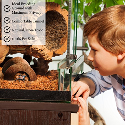 SunGrow Hermit Crab Huts, 5x3Inches, Arthropods Coconut Hide, Sp...