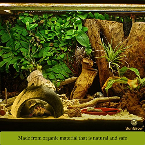SunGrow Hermit Crab Huts, 5x3Inches, Arthropods Coconut Hide, Sp...