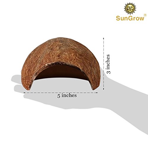 SunGrow Hermit Crab Huts, 5x3Inches, Arthropods Coconut Hide, Sp...