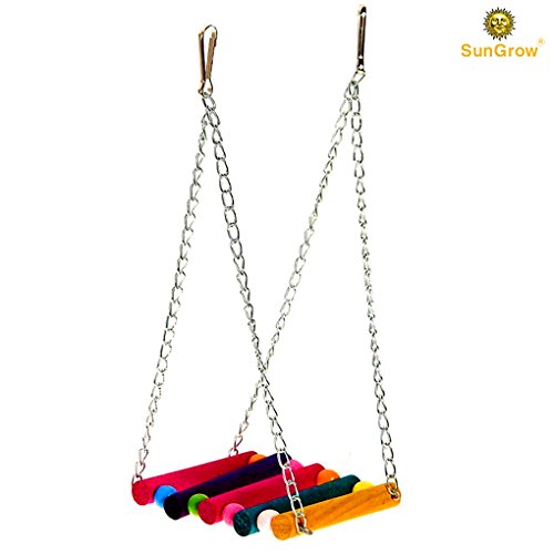 SunGrow Parrot Cage Hammock Swing, 7.8 Inches Pet Hanging Toy, Du...