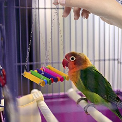SunGrow Parrot Cage Hammock Swing, 7.8 Inches Pet Hanging Toy, Du...