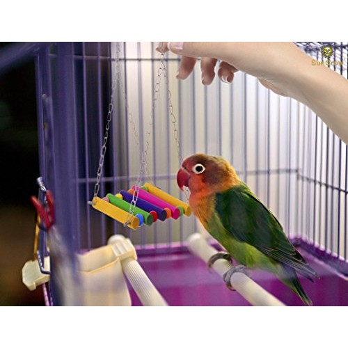 SunGrow Parrot Cage Hammock Swing, 7.8 Inches Pet Hanging Toy, Du...