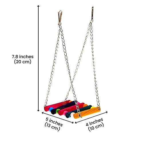 SunGrow Parrot Cage Hammock Swing, 7.8 Inches Pet Hanging Toy, Du...