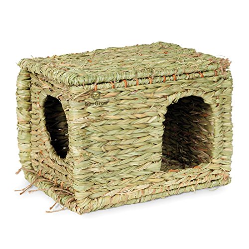SunGrow Rabbit Grass House, Folding Woven Hut & Mat for Laying or...