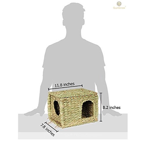 SunGrow Rabbit Grass House, Folding Woven Hut & Mat for Laying or...