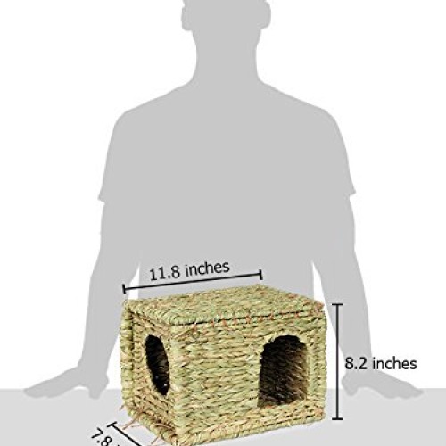 SunGrow Rabbit Grass House, Folding Woven Hut & Mat for Laying or...