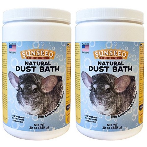 2 Pack Sunseed Natural Dust Bath for Chinchillas, 30 Ounces Per...