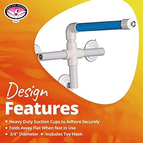 Super Bird Creations 3/4-Inch Fold Away Shower Perch Bird Toy, Me...