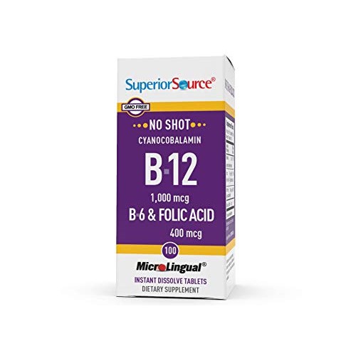 Superior Source No Shot Vitamin B12 Cyanocobalamin 1000 mcg, B6...