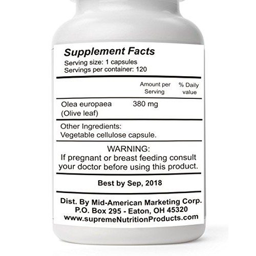 Supreme Nutrition Olive Leaf Supreme, 120 Pure 375 mg Capsules | ...