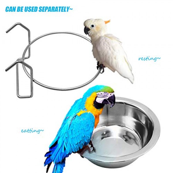 2 Pack Bird Feeder Birds Bowls Stainless Steel Dishes Coop Cups w...