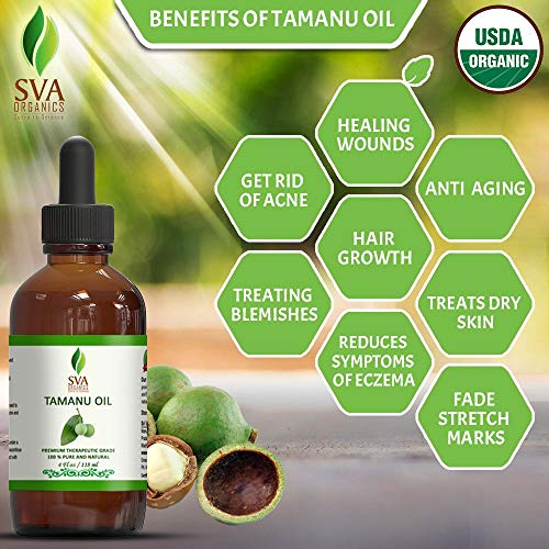 SVA Organics Tamanu Oil Organic Cold Pressed 4 Oz USDA Pure Natur...