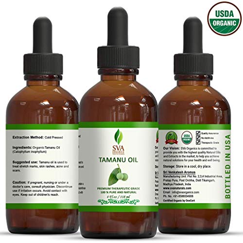 SVA Organics Tamanu Oil Organic Cold Pressed 4 Oz USDA Pure Natur...