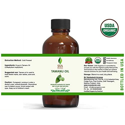 SVA Organics Tamanu Oil Organic Cold Pressed 4 Oz USDA Pure Natur...