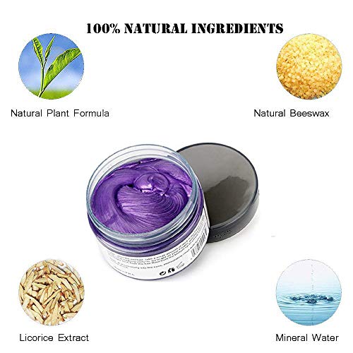 Purple Hair Color Wax, Natural Hairstyle Wax 4.23 oz, Temporary H...